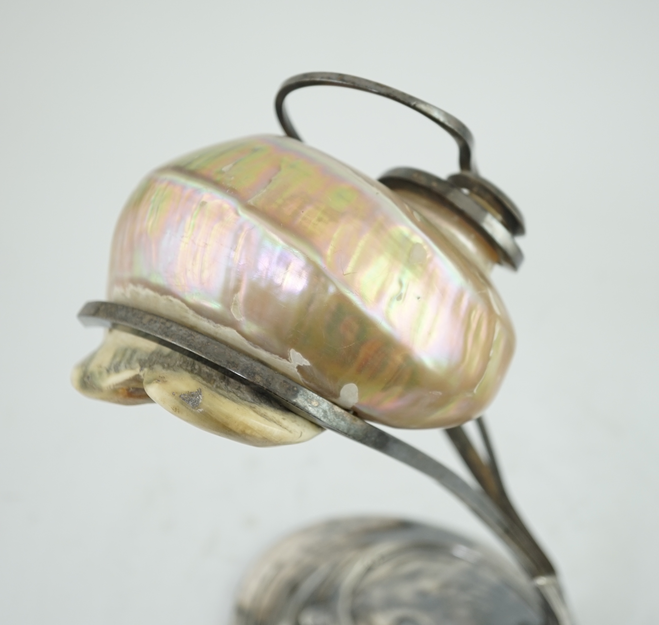 An Art Nouveau electroplate shell mounted table lamp, by Moritz Hacker, c.1900